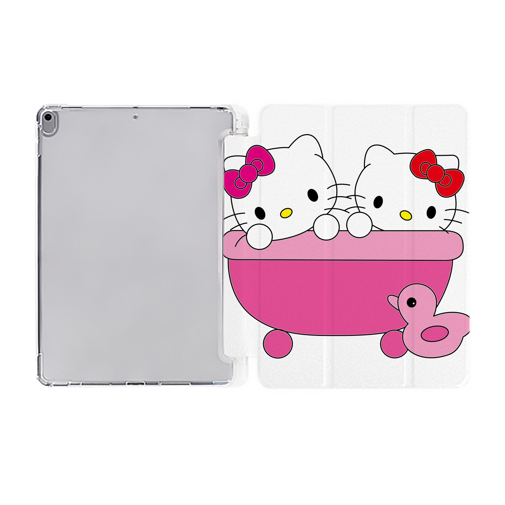 （画像用） Hello Kitty ハローキティ IPad ケース ペン収納付き 三つ折りスタンド PUレザー×シリコン 対応機種9.5/10.5/10.9インチ